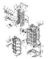 Блок цилиндров и картер 4-Х ТАКТНОГО ПЛМ MERCURY 100 Серийный номер от 1B227000 до 1B366822