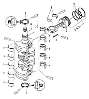 Коленвал, поршни и шатуны 4-Х ТАКТНОГО ПЛМ MERCURY 80 Серийный номер от 1B227000 до 1B366822