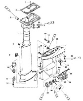 Корпус карданного вала, редуктор 2-х тактного ПЛМ MERCURY 5 M Серийный номер от 0P017000 до 0P400999